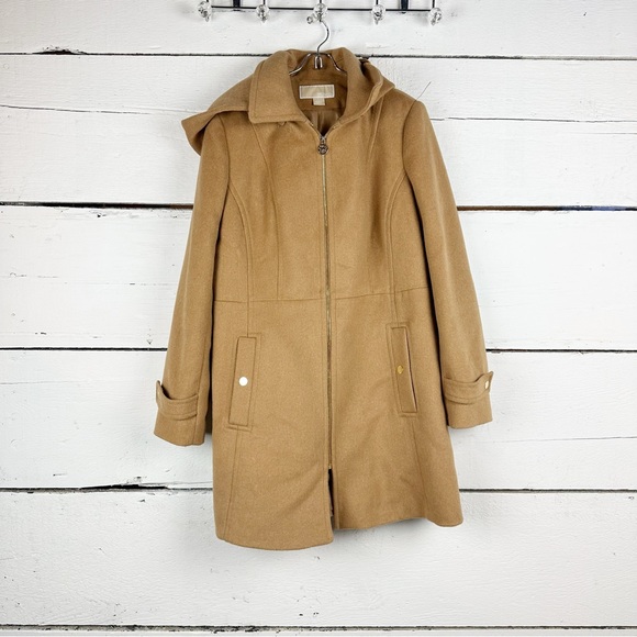 Michael kors zip front walker coat wool blend camel - Picture 2 of 7